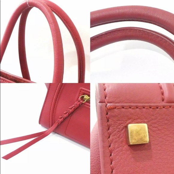 Authentic CELINE Leather Phantom Tote Hand Bag Red - Picture 3 of 12